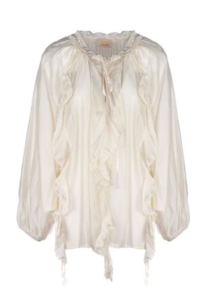 Blusa in liocel morbido e setoso colore avorio PHO FIRENZE | 4323175CHAMPAGNE